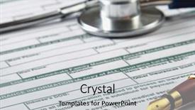  Presentation with medical billing - Colorful PPT theme enhanced with stethoscope on medical billing statement backdrop and a light gray colored foreground