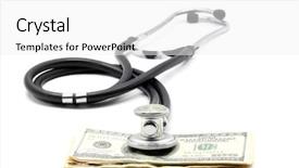  Presentation with health money insurance concept - Beautiful presentation design featuring stethoscope on money dollar cash backdrop and a white colored foreground