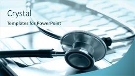  Presentation with silver - Amazing slide set having stethoscope on silver laptop computer backdrop and a  colored foreground