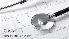  Presentation with eco cardiogram - PPT theme with stethoscope on the cardiogram background and a light gray colored foreground