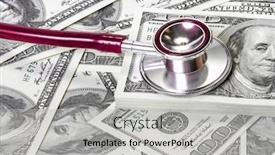  Presentation with financial market - Slide deck with stethoscope-on-top-of-dollar background and a light gray colored foreground