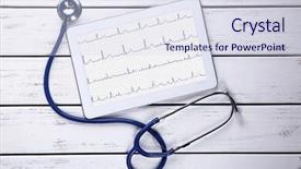  Presentation with medical - Audience pleasing PPT layouts consisting of stethoscope on wooden background backdrop and a sky blue colored foreground