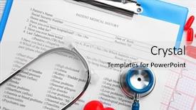  Presentation with clipboard stethoscope - Amazing PPT layouts having doctor questionnaire - stethoscope pills plastic heart backdrop and a light gray colored foreground