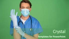  Presentation with surgical nurse - Beautiful slide deck featuring young male doctor wearing backdrop and a ocean colored foreground