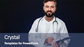  Presentation with taking notes - PPT theme having stethoscope taking notes in notepad background and a ocean colored foreground