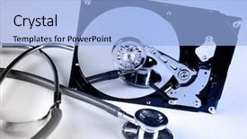  Presentation with electronic health records - Amazing presentation theme having stethoscope the symbol of health backdrop and a light blue colored foreground