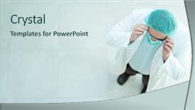  Presentation with hospital - Cool new slides with stethoscope top blue background - doctor from above in hospital backdrop and a sky blue colored foreground