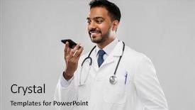  Presentation with recorder - Beautiful presentation theme featuring stethoscope using voice command backdrop and a light gray colored foreground