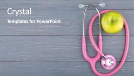  Presentation with apple - Cool new presentation theme with stethoscope with apple on wooden backdrop and a gray colored foreground