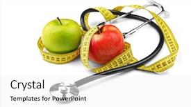  Presentation with tape - Theme enhanced with stethoscope with apples and measuring background and a white colored foreground