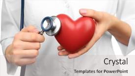  Presentation with hands heart - Presentation design consisting of stethoscope with heart in doctor background and a light gray colored foreground