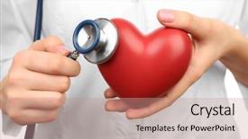 Presentation with hands heart - Theme consisting of stethoscope with heart in doctor background and a coral colored foreground