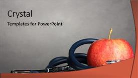  Presentation with red medical - Beautiful PPT theme featuring stetoscope - medical stethoscope and red apple backdrop and a light gray colored foreground