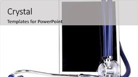  Presentation with five sided blue to white - Cool new slides with stetoscope - tablet and blue stethoscope isolated backdrop and a light gray colored foreground