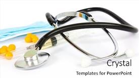  Presentation with electronics white - PPT theme enhanced with stetoskop on a white background background and a  colored foreground