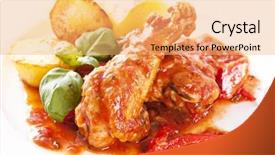  Presentation with sweet potato crop - Amazing theme having stew chicken - cacciatore with potato backdrop and a yellow colored foreground