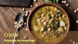  Presentation with bowl - Colorful slide deck enhanced with stew with potatoes and chickpea backdrop and a tawny brown colored foreground