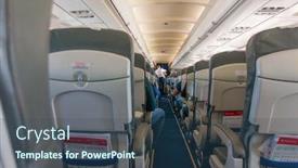  Presentation with passengers - PPT layouts featuring airbus - steward offers food and drinks background and a ocean colored foreground