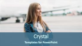  Presentation with aircraft - Beautiful PPT theme featuring stewardess in uniform on aircraft backdrop and a ocean colored foreground