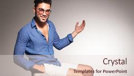  Presentation with fashion - Cool new PPT theme with sti - handsome young fashion man sitting backdrop and a lemonade colored foreground