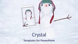  Presentation with snowman - Beautiful theme featuring stick characters - authentic photo of a small backdrop and a sky blue colored foreground