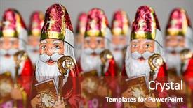  Presentation with dutch sinterklaas - Colorful PPT theme enhanced with stick characters - closeup of sinterklaas sint chocolate backdrop and a tawny brown colored foreground