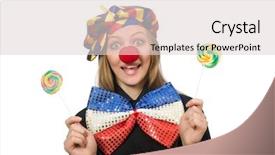  Presentation with frames isolated on white brown - Amazing slide deck having stick characters - funny clown isolated on white backdrop and a lemonade colored foreground