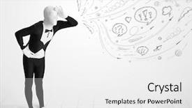  Presentation with doodles - Presentation theme having stick characters - funny guy in body suit background and a white colored foreground