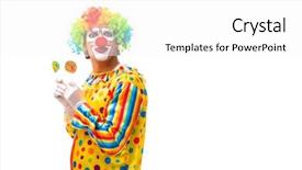  Presentation with clown - Beautiful PPT theme featuring stick characters - male clown isolated on white backdrop and a white colored foreground