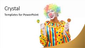  Presentation with clown - Colorful slides enhanced with stick characters - male clown isolated on white backdrop and a white colored foreground