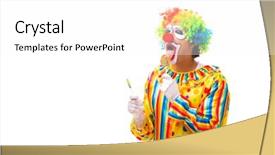  Presentation with clown - Colorful slide set enhanced with stick characters - male clown isolated on white backdrop and a white colored foreground