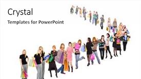  Presentation with crowd - PPT theme having stick characters - presents bought crowd of shoppers background and a  colored foreground