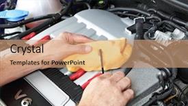  Presentation with sports car - Beautiful presentation featuring stick checking the engine oil backdrop and a  colored foreground