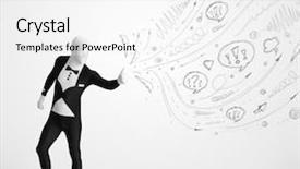  Presentation with doodles - PPT layouts with stick figure 3d - funny guy in body suit background and a white colored foreground