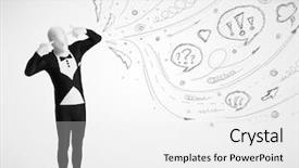  Presentation with doodles - Slide deck consisting of stick figure 3d - funny guy in body suit background and a white colored foreground