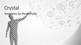  Presentation with doodles - Audience pleasing PPT layouts consisting of stick figure 3d - funny guy in body suit backdrop and a white colored foreground