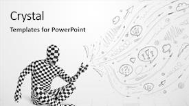  Presentation with doodles - Amazing presentation theme having stick figures family - funny guy in body suit backdrop and a white colored foreground