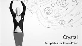  Presentation with doodles - Audience pleasing slides consisting of stick figure 3d - funny guy in body suit backdrop and a white colored foreground