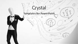  Presentation with body - Beautiful slides featuring funny guy in body suit morphsuit looking at sketches and doodles backdrop and a white colored foreground