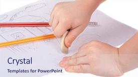  Presentation with stick figure - Colorful PPT theme enhanced with stick figure house - child drawing backdrop and a  colored foreground