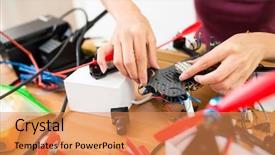  Presentation with stick figure - Audience pleasing PPT layouts consisting of stick figure house - installation of drone at home backdrop and a  colored foreground