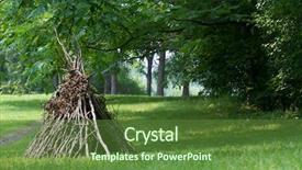  Presentation with indian village - Beautiful PPT theme featuring stick house looking like indian backdrop and a tawny brown colored foreground