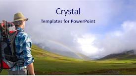  Presentation with rainbow - Colorful slide deck enhanced with stick man - hiker being overwhelmed backdrop and a sky blue colored foreground