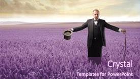  Presentation with cylinder - Slide set featuring stick man - portrait of a gentleman background and a violet colored foreground