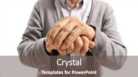  Presentation with elderly - PPT theme enhanced with stick men - close-up of hands background and a tawny brown colored foreground