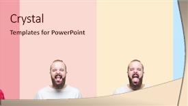  Presentation with collage - Beautiful PPT theme featuring stick men - collage of young man backdrop and a  colored foreground