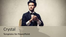  Presentation with cylinder - Slide deck featuring stick men - elegant man sitting background and a mint green colored foreground