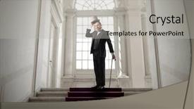 Presentation with stairway - Amazing slides having stick men - gentleman standing on the top backdrop and a light gray colored foreground