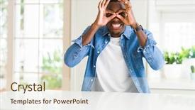  Presentation with home - Amazing presentation design having stick men - handsome african american man backdrop and a  colored foreground