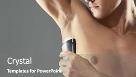  Presentation with grey - Presentation design consisting of stick men - handsome young man with deodorant background and a gray colored foreground
